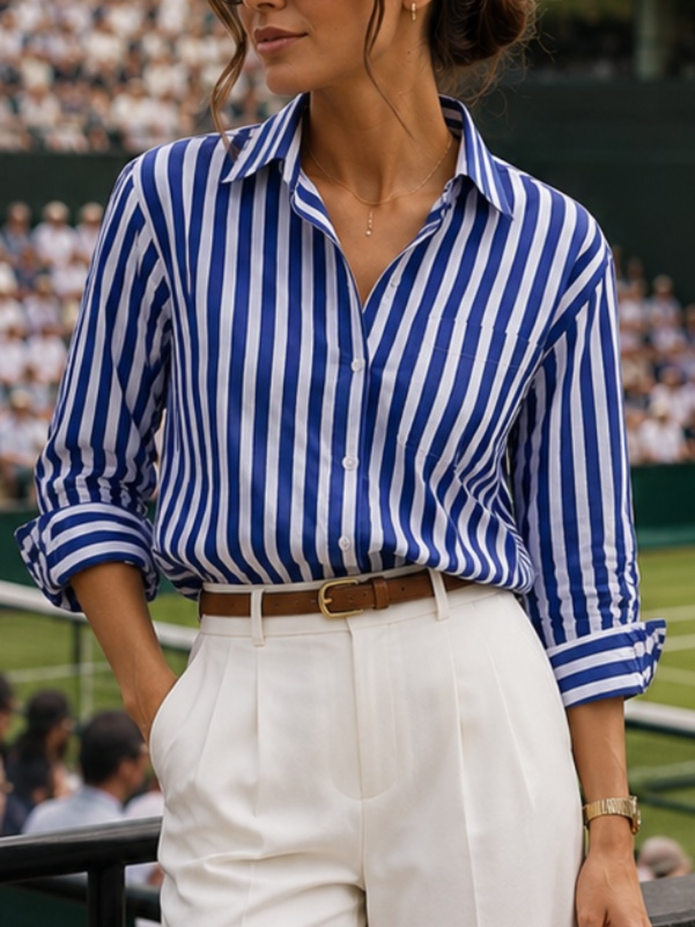 Banana Republic Blue and White Striped Button-Down Shirt